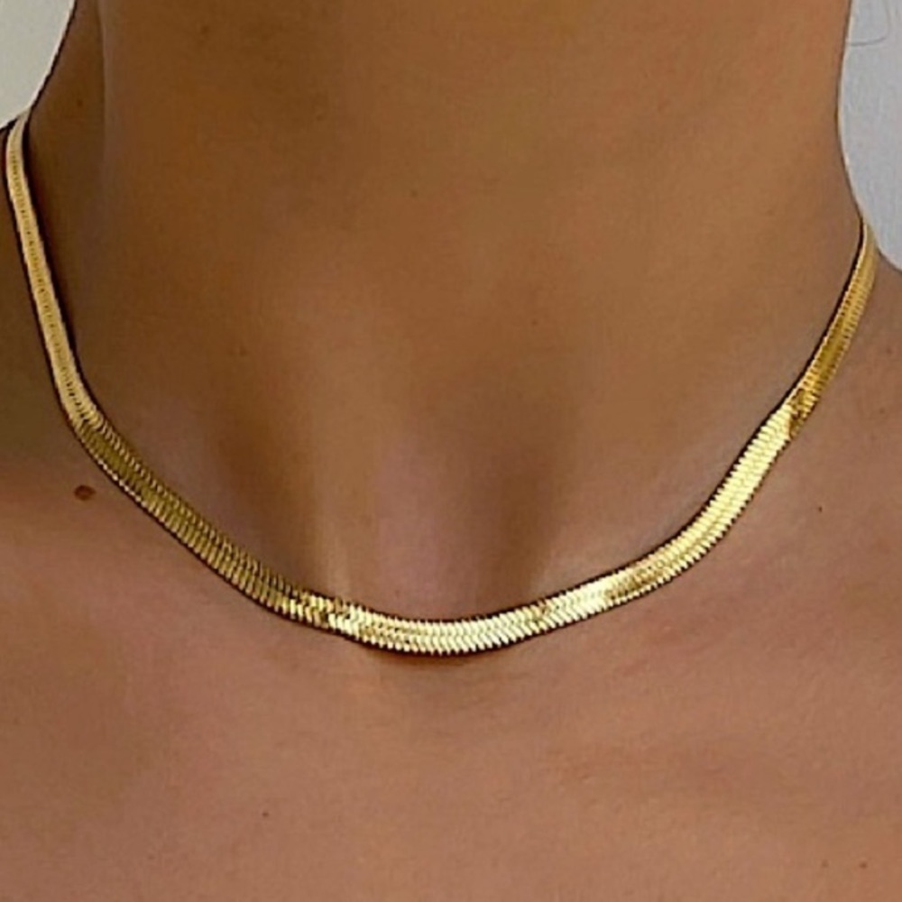 Gold Plated flat herringbone necklace